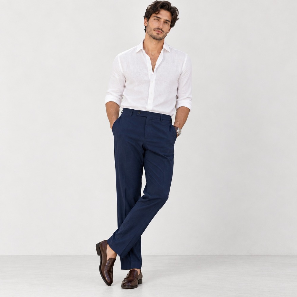 Calvin Klein Skinny Fit Men's Dress Pants Formal Wear Navy Blue 32Wx30L